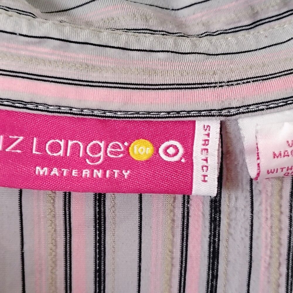 Liz Lange XXL pink grey stripe stretch women's 3/4 sleeve maternity top - Picture 6 of 9